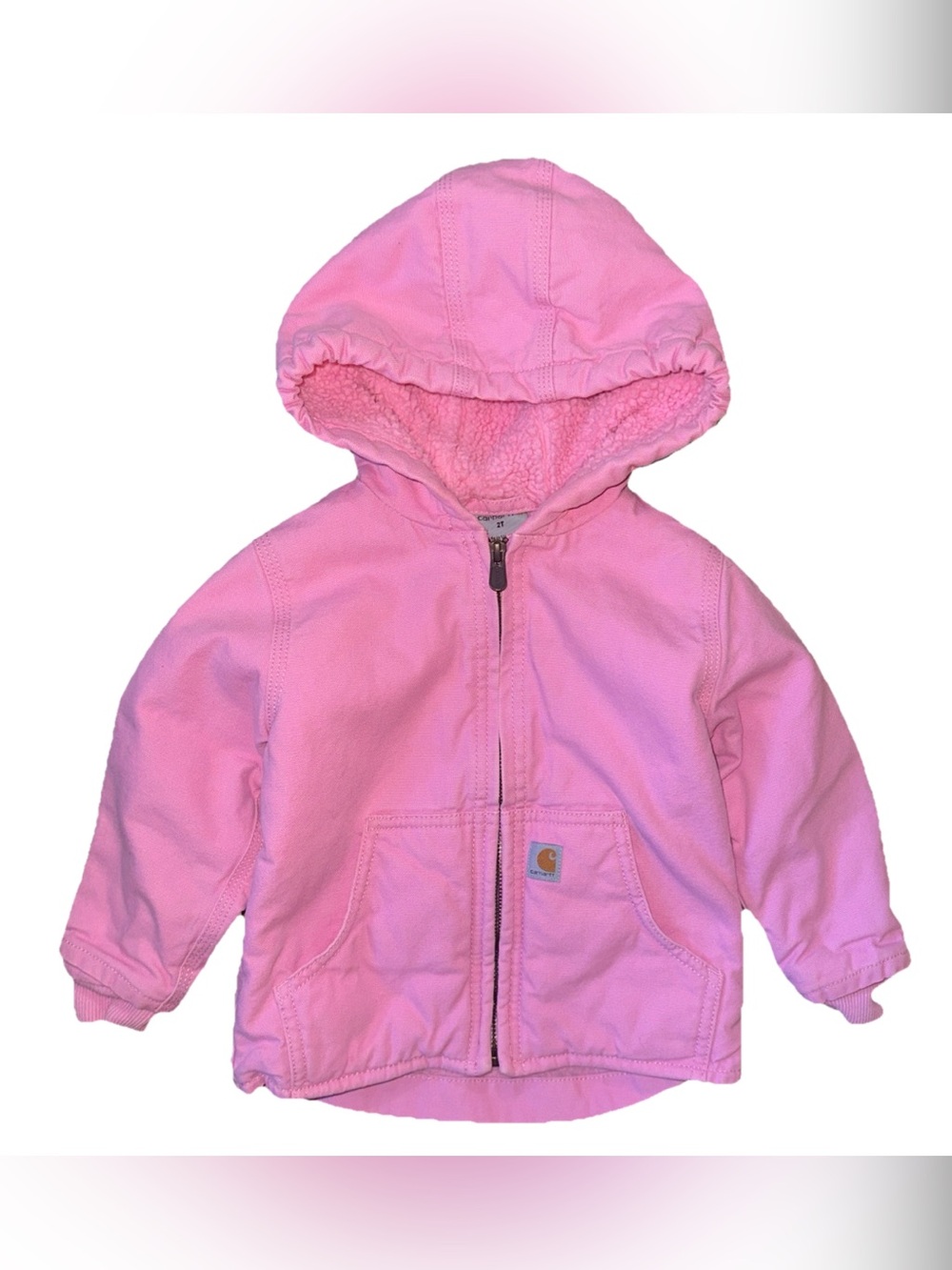 Carhartt Jacket 2T Pink Insulated Hooded Active Canvas Sherpa Coat Toddler Baby